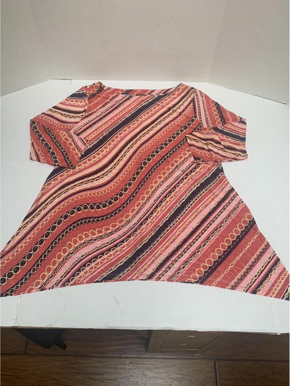 JM Collection Red and Pink Diagonal Stripe Print Size XL